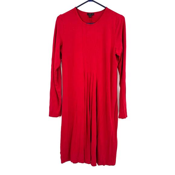 J Jill Size Medium Tall Dress Red Long Sleeve‎ Sheath Solid Basic Everyday - Picture 1 of 5